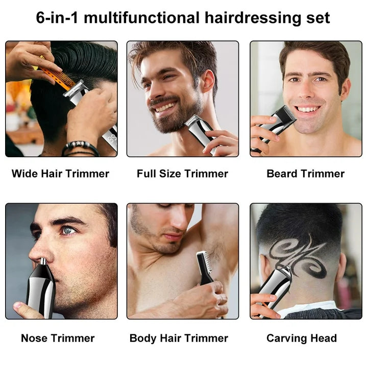 Professionell hår & skägg trimmer 6-i-1 Kit